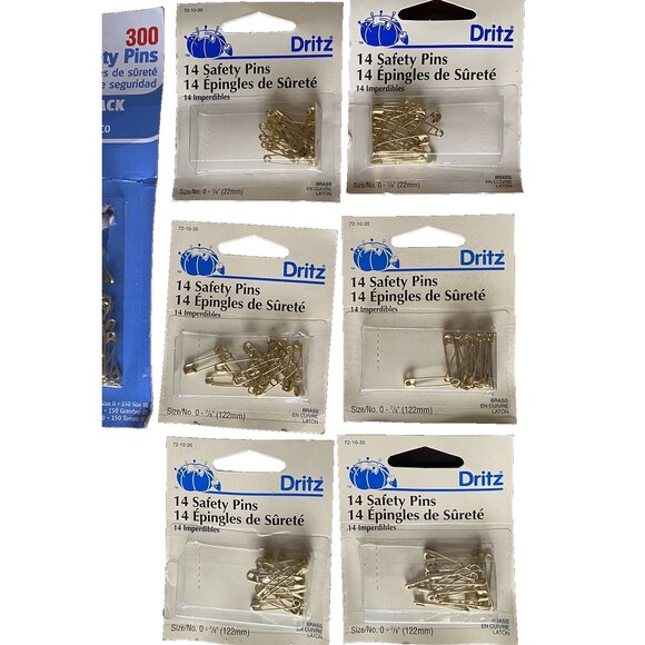 Lot Safety Pins Dritz Prym Clinton Brass Steel Sewing Quilting - Picture 2 of 5